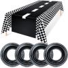6 Pcs Racing Birthday Party Supplies Include Checkered Tablecloth Road Table Runner and Inflatable Tire Tubes for Racing Car Theme Party Decorations view 1