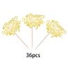 36 Pack Happy Valentine's Day Cupcake Toppers Glitter Sweet Heart Love You Cupcake Picks for Valentine's Day Theme Birthday Party Cake Decorations Supplies Gold view 3