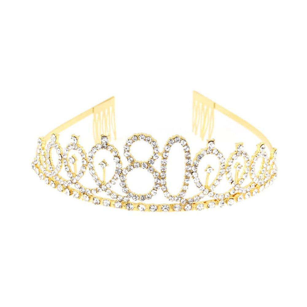 Rhinestone Number Crown with Alloy Insertion Hair Comb for Birthday