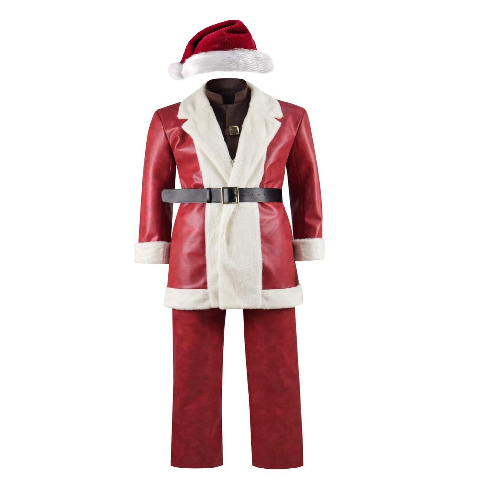 Wandamaga Violent Night Wesley Santa Claus Costume PU SuitsXXXL