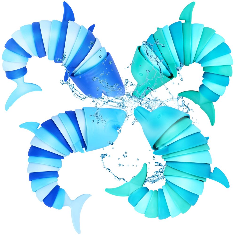 4 Pcs 3D Sensory Toys Printed Articulated Dolphin Fidget Toy Ocean Shark Decompression Toys Fun Sensory Stress Reliever Toy for Children Adults Articulated Fidget
