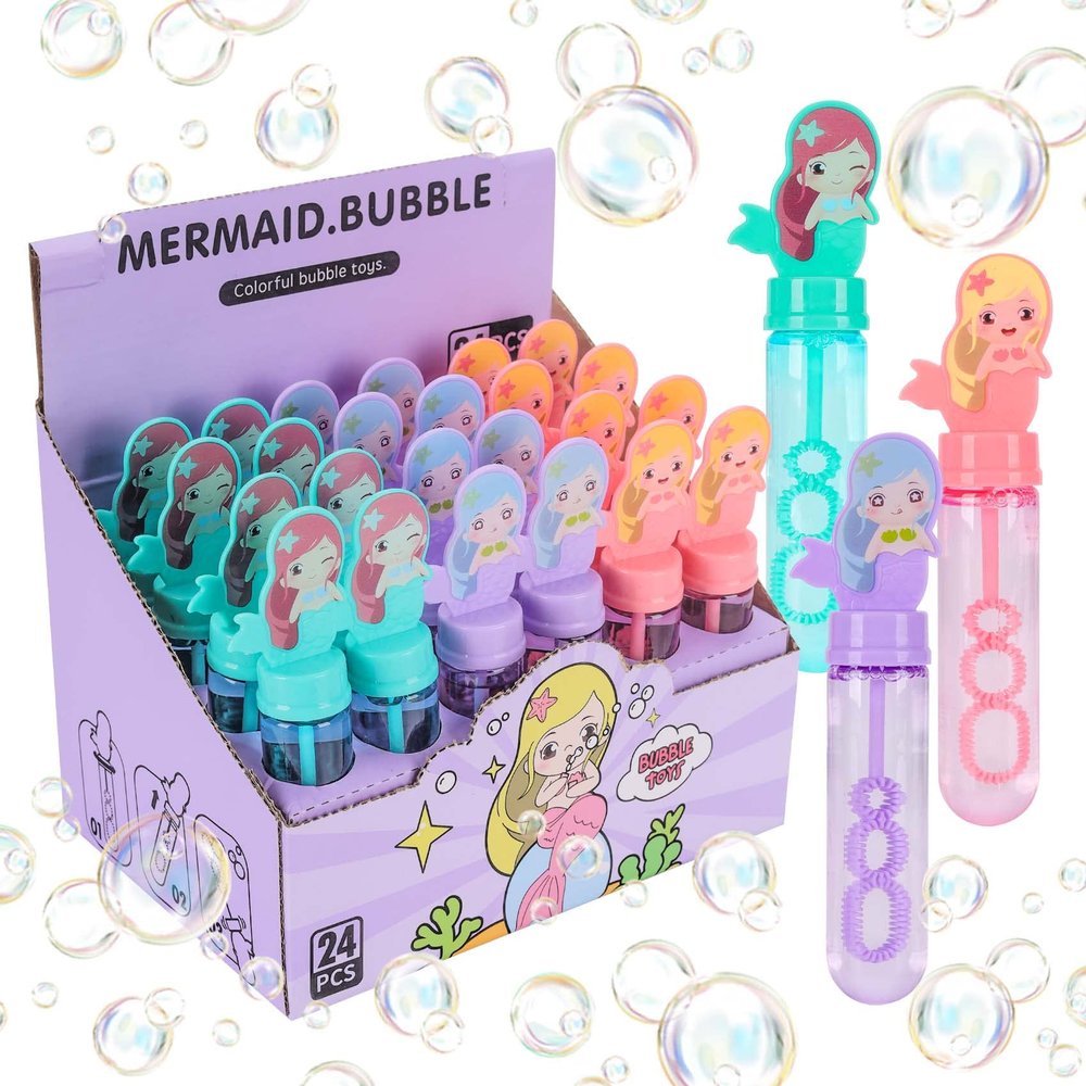JOYYPOP 24 Pack Mini Bubble Wands for Kids Mermaid Party Favors Bubble Toy Summer Gifts for Girls Boys Mermaid Theme Birthday Party
