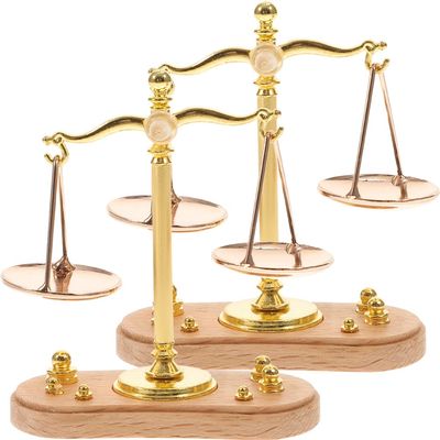 Zerodeko Bathroom Scale Home Decoration 2PCS Mini Balance Scales with 12 Weights, 1:12 Scale Retro Mini Justice Scale Model, Science Toys for Scenes Cake Decor Bathroom Scale Home Decoration