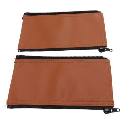 Garosa Stroller Handle Cover, Universal PU Leather Handlebar Sleeve, Removable Zipper, Brown, 7.5 x 4.3 Inches, 2 Pack