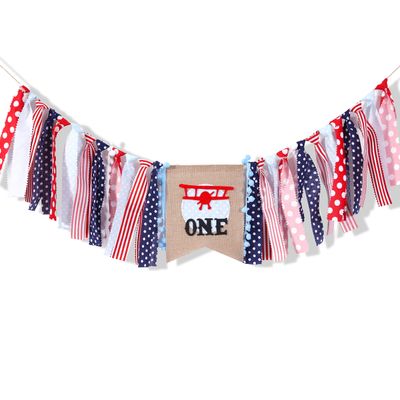 Airplane Birthday Banner - First Birthday Decor for Vintage Biplane, Photo Booth Props, Best Party Supplies