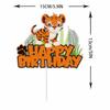 Baby Tiger Happy Birthday Cake Topper Black Orange Glitter Safari Jungle Wild Animals Theme Birthday Cake Decor Cute Tiger Zoo Animal Party Decoration Supplies for Kids Boys Girls view 2