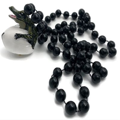 Hatching Baby Alligator Egg Bead Necklace Gator Cajun Carnival Festival New Orleans Beads