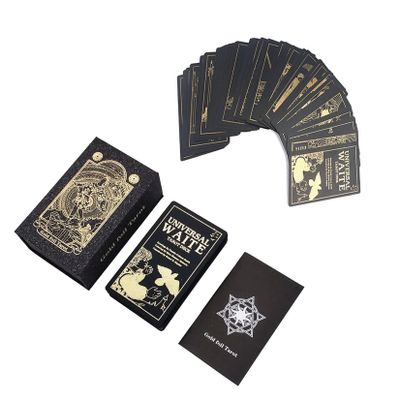 Tarot Cards,Golden Tarot for Beginners,Water Proof with Guide -Fortune Telling Cards, 78 Fortune Storytelling Playset for Family Families Birthday, Black