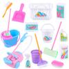 16 Pcs Miniature Dollhouse Cleaning Supplies Mini Bucket Mop Dust Pan Brush Broom Mini Housework Cute Cleaning Supplies Tools Miniature Furniture Dollhouse Decoration Accessories view 1