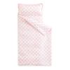 Wake In Cloud - Toddler Nap Mat with Pillow and Blanket, for Kids Boys Girls Ages 3 Plus in Kindergarten Daycare Preschool, Roll Up Sleeping Bag, Checkered Plaid Grid, Light Pink White, Standard view 1