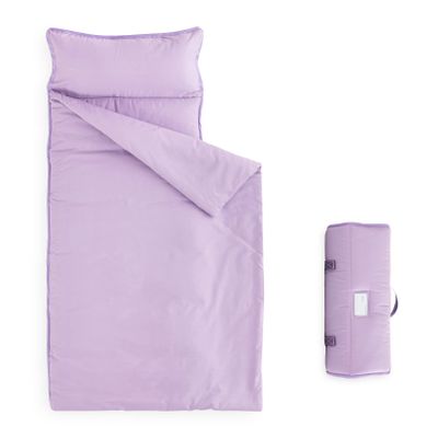 Wake In Cloud - Toddler Nap Mat with Pillow and Blanket, for Kids Boys Girls Ages 3 Plus in Kindergarten Daycare Preschool, Roll Up Sleeping Bag, Solid Color, Lilac, Standard