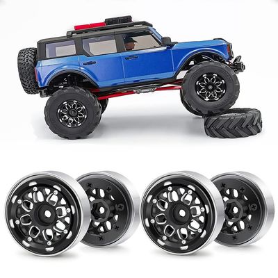 1.0 Beadlock Wheel Aluminum Alloy 1.0" Wheels for 1/18 TRX4M Axial SCX24 Gladiator Deadbolt Bronco C10 RC Crawler Car (Black)
