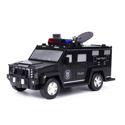 Restokki Cash Truck Money Box with Lights, Fingerprint Password Electronic Automatic Coins Saving Box Birthday Gift Toy Car Money Bank(Black)