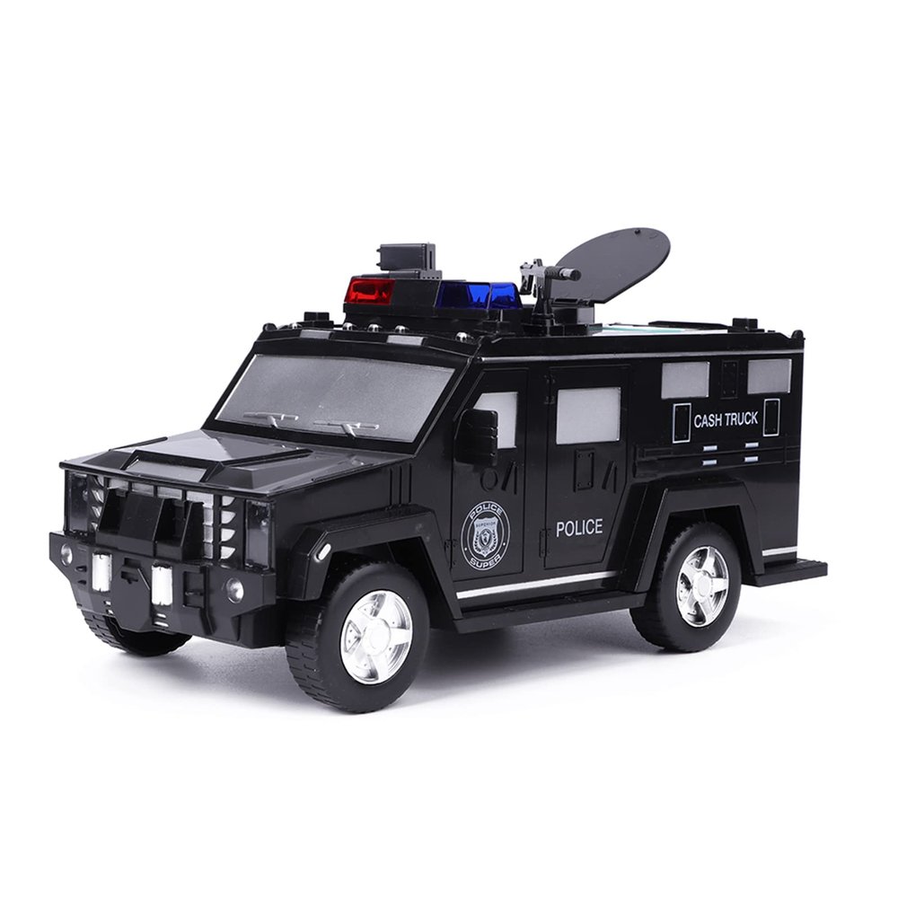 Restokki Cash Truck Money Box with Lights, Fingerprint Password Electronic Automatic Coins Saving Box Birthday Gift Toy Car Money Bank(Black)