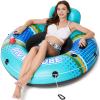Jasonwell Inflatable River Tube Float - Heavy Duty River Float Pool Floats Lake Premium Water Tubes for Floating Recreational River Raft Lounge Floaties with 2 Cup Holders for Adult view 1
