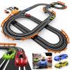 Slot Car Race Track Sets with 4 High-Speed Racing Car, Battery or Electric Race Car Track for Boys and Kids, Dual Racing Game Lap Counter Circular Overpass Track, Gifts Toys for Boys Kids Age 6 7 8-12 view 1