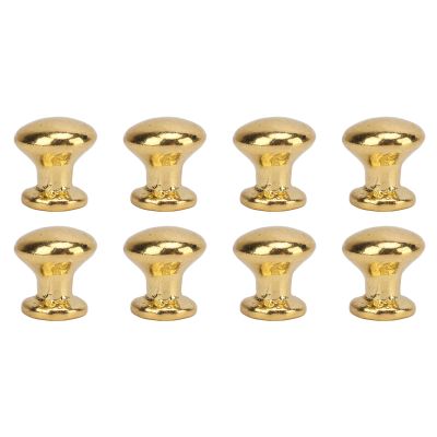 Keenso Dollhouse Door Handle Knobs, 8pcs 1:12 Scale Rustproof Metal Dollhouse Pull Handle Dollhouse Accessories (Gold)
