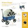 Creative Outdoor Push Pull Collapsible Stroller Wagon for Kids, 150lbs Weight Capacity, Transformable Buggy Bench Cart, All Terrain Cargo Child Safety, Activated Breaks, Removable Canopy (Blue) view 2