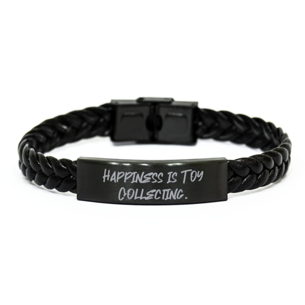 Brilliant Toy Collecting Gifts, Happiness is Toy Collecting, Holiday Braided Leather Bracelet for Toy Collecting