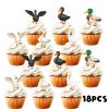 18pcs Glitter Cupcake Topper Animal Duck Theme Decor Supplies Boys Girls Happy Birthday Party Decorations view 3