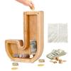 Custom Wooden Piggy Banks, CCHKFEI Coin jar Personalized Piggy Bank Creative 26 Letter DIY Storage Jar Kids Alphabet Coin Bank Savings Piggy Bank Birthday Gift Home Decoration Souvenir (J) view 1