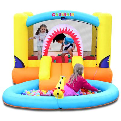 Causeair Inflatable Bounce House with Ball Pit & Water Slide,Wet & Dry Use,Water Spray Gun,Basketball Hoop,Bouncy House for Little Kids
