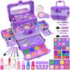 54 Pcs Kids Makeup Kit for Girls, Princess Real Washable Pretend Play Cosmetic Set Toys with Mirror, Birthday Gifts for 3 4 5 6 7 8 9 10 Years Old Girls Kids (Purple) view 1