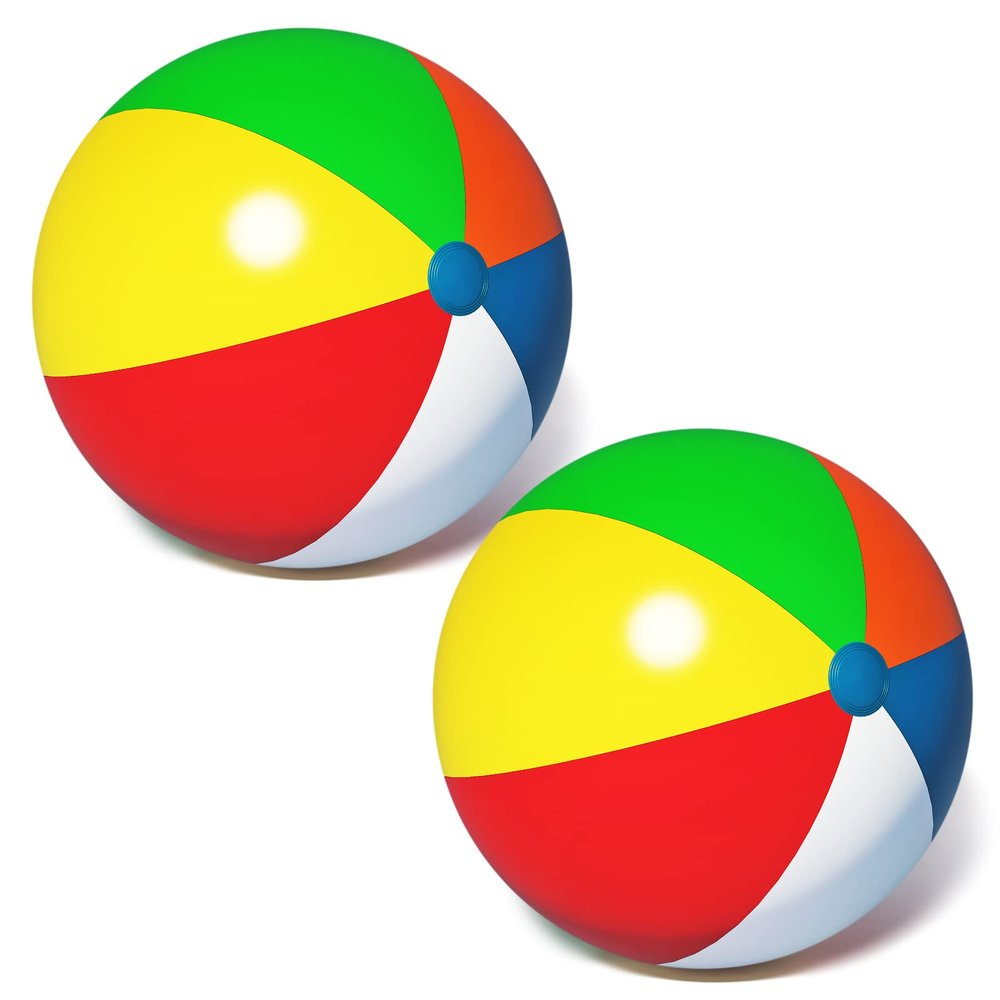 Pijaborg 2 Pack Big Beach Ball 24 Inch Diameter, Giant Beach Ball Bulk for Pool Durable and Thick Inflatable Beachballs fo Beach Outdoor Games & Activities