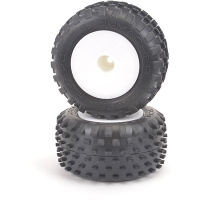 Schumacher Racing U6877 Stagger Rib-Yell-Truck Tyre - Pre-Glued pr