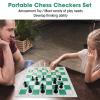 20 Portable Chess & Checkers Set, Portable Chess Set with Foldable PU Leather Board and Pieces, Zipper Storage Bag, Roll Up Chess Game Sets for Kids Adults view 2