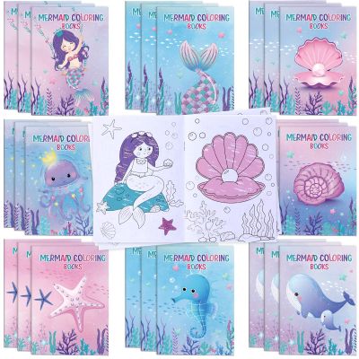 Faccito 24 Pcs Mermaid Coloring Books for Kids in Bulk Mermaid Theme Activity Party Favors Under the Sea Birthday Mini Coloring Books for Kids Favor Bag Filler Party Supplies