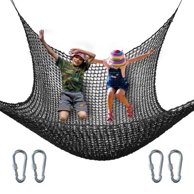 nets Tribe Kids Climbing Cargo Net, 6.5 * 9.8 ft Playground Safety Net, Polyester Double Layers Net Bridge for Inside, Outside, Backyard,Tree House, Obstacle Training, Monkey Bar, Black (6.5 * 9.8)