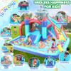Inflatable Water Slide, 10 in 1 Bounce House Water Park with 580W Blower Climbing Wall, Splash Pool, Cannon, Jump Area, Basketball Hoop, Ball Gate, Water Slides Kids Bouncy Castle for Backyard Fun view 2