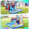 Inflatable Water Slide, 10 in 1 Bounce House Water Park with 580W Blower Climbing Wall, Splash Pool, Cannon, Jump Area, Basketball Hoop, Ball Gate, Water Slides Kids Bouncy Castle for Backyard Fun view 4