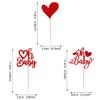 24 Pack Valentine's day Cupcake Toppers Glitter Oh Baby Sweet Heart Love Cupcake Picks for Valentine's Day Baby Shower Kids Birthday Theme Party Cake Decorations Supplies Red view 2
