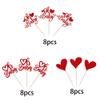 24 Pack Valentine's day Cupcake Toppers Glitter Oh Baby Sweet Heart Love Cupcake Picks for Valentine's Day Baby Shower Kids Birthday Theme Party Cake Decorations Supplies Red view 3