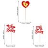 24 Pack Valentine's day Cupcake Toppers Glitter Oh Baby Sweet Heart Baby Feet Cupcake Picks for Valentine's Day Baby Shower Kids Birthday Theme Party Cake Decorations Supplies Red view 2