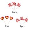 24 Pack Valentine's day Cupcake Toppers Glitter Oh Baby Sweet Heart Baby Feet Cupcake Picks for Valentine's Day Baby Shower Kids Birthday Theme Party Cake Decorations Supplies Red view 3