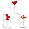 24 Pack Valentine's Day One Cupcake Toppers Glitter Sweet Love 1st Cupcake Picks 1st Birthday Cupcake Decorations for Valetine's Day Theme Baby Shower Kids 1st Birthday Party Supplies Red view 2