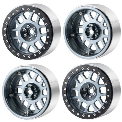 WEFEINO 4PCS 2.6 Beadlock Wheels Rims Hubs for 1/10 Axial RBX10 AXI03005 Wraith 90048 90053 Axial AXI03000 AXI3004 Buggy 2.6 Mud Terrain Tires (Titanium Grey)