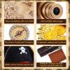17 Piece Pirate Monocular Telescope Pirate Treasure Map Eye Patch Hat Pocket Compass Necklace Plastic Coins with Velvet Bag for Party Supplies view 3