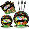 Sports Party Plates Napkins Sports Happy Birthday Party Tableware Baseball Football Soccer Basketball Rugby Disposable Paper Plates Napkins for Boy Birthday Decoration Supplies Favors 24 Guests view 1