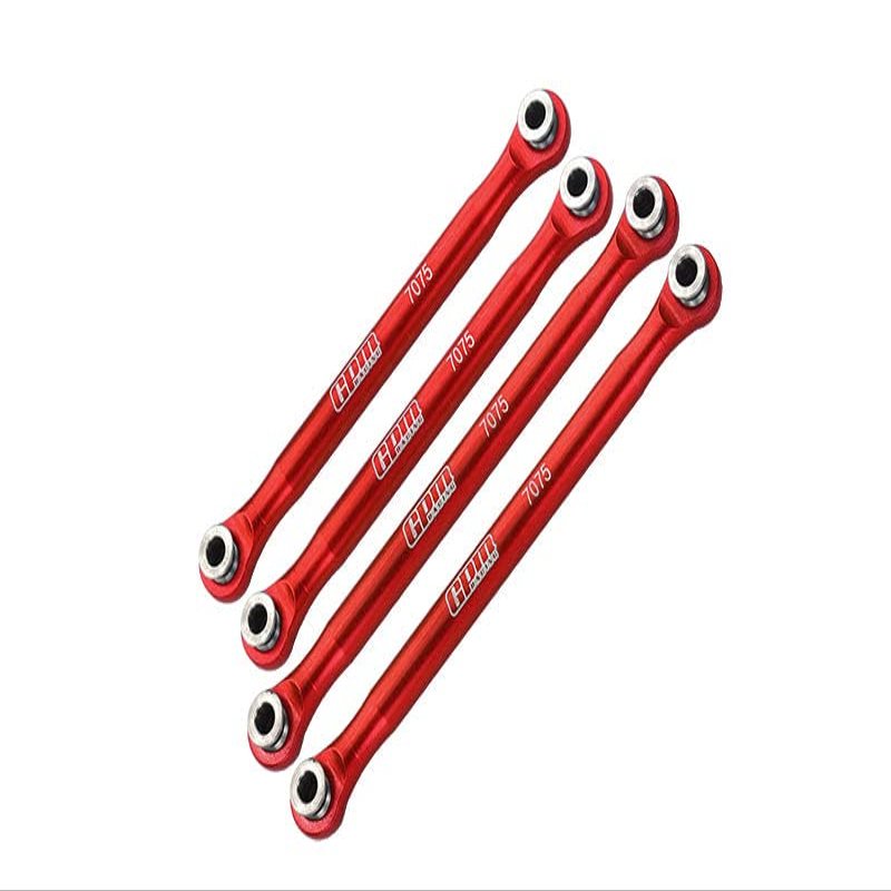 Axial 1/18 UTB18 Capra 4WD Unlimited Trail Buggy AXI01002 Upgrade Parts Aluminum 7075-T6 Front Upper & Rear Upper Links Tie Rods - Red