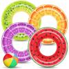 Jasonwell Inflatable Pool Toys Floats for Swimming Pool Party Lake Beach Kids Adults - 4 Pack Floaties Pool Tubes Swim Rings Fruit Water Floaty Watermelon Kiwi Orange Grape view 1