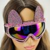 BEYOND MASQUERADE B Women Ski Goggles Glasses Cosplay Bunny Rabbit Ears Ski Mask Bling Bling Rhinestone Eye Mask Luxury Ski Mask Cosplay (Pink) view 3