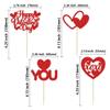 24Pcs Happy Valentine's Day Cupcake Toppers Glitter Love Heart I Love You XOXO Cupcake Picks Decorations for Wedding Proposal Engagement Bridal Shower Theme Party Cake Decoration Red view 2