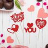 24Pcs Happy Valentine's Day Cupcake Toppers Glitter Love Heart I Love You XOXO Cupcake Picks Decorations for Wedding Proposal Engagement Bridal Shower Theme Party Cake Decoration Red view 3