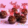 24Pcs Happy Valentine's Day Cupcake Toppers Glitter Love Be Mine XOXO Kiss Me Cupcake Picks Happy Valentine's Day Theme Wedding Bridal Shower Birthday Party Cake Decorations Supplies Red view 4