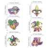 24Pcs Mardi Gras Cupcake Toppers Glitter Crown Masquerade Fleur de Lis Pattern Cake Picks Mardi Gras Party Baby Shower Birthday Party Cake Decorations Supplies view 2