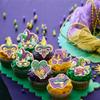24Pcs Mardi Gras Cupcake Toppers Glitter Crown Masquerade Fleur de Lis Pattern Cake Picks Mardi Gras Party Baby Shower Birthday Party Cake Decorations Supplies view 4